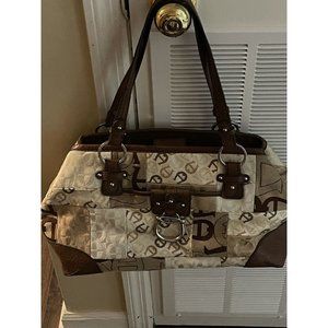 Etienne Aigner Womens Shoulder Bag Multicolor Signature Logo Fabric Large